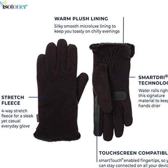 Isotoner Women's Stretch Fleece Gloves with Microluxe and Smart Touch Te… - Picture 6 of 13